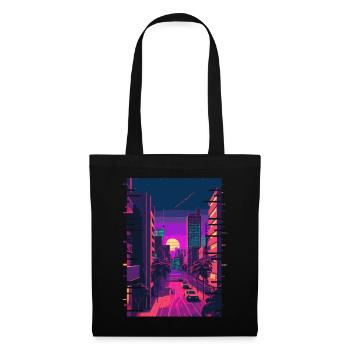 Ville Japonaise Indie Esthétique Glitch Art 80s 90s V - Sac en tissu - noir - Devant