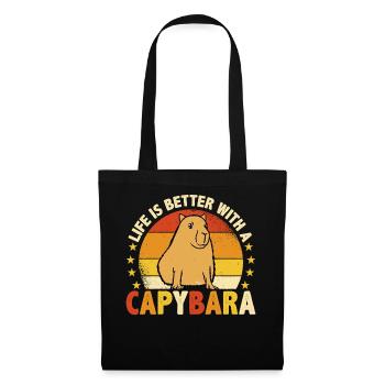 Life Is Better With A Capybara - Stoffbeutel - Schwarz - Vorne