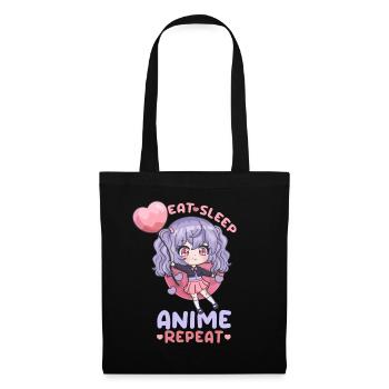 Eat Sleep Anime Repeat I Chibi Kawaii Otaku - Tote Bag - black - Front