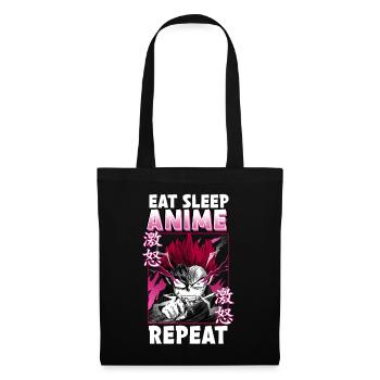 Eat Sleep Anime Repeat I Chibi Kawaii Otaku - Tote Bag - black - Front