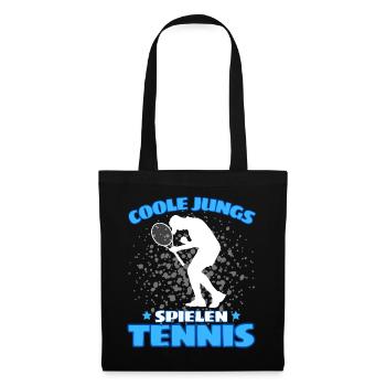 COOLE JUNGS SPIELEN TENNIS Das Lustige - Stoffbeutel - Schwarz - Vorne