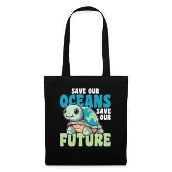 Turtle Earth save our oceans save our future - Tote Bag - black - Front
