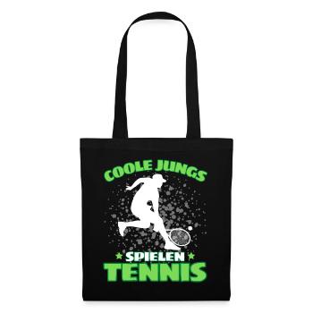 COOLE JUNGS SPIELEN TENNIS Das Lustige - Stoffbeutel - Schwarz - Vorne