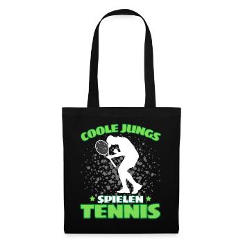 COOLE JUNGS SPIELEN TENNIS Das Lustige - Stoffbeutel - Schwarz - Vorne