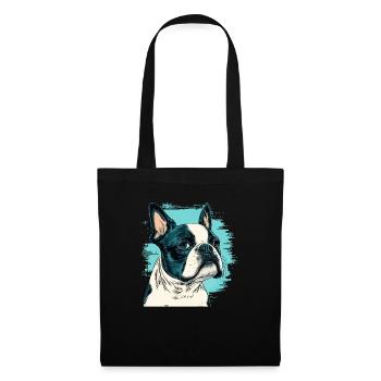 Boston terrier comic cartoon style - Stoffbeutel - Schwarz - Vorne