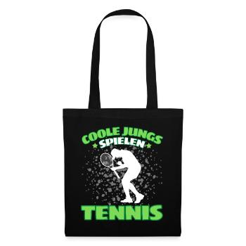 COOLE JUNGS SPIELEN TENNIS Das Lustige - Stoffbeutel - Schwarz - Vorne