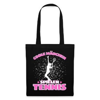 COOLE MÄCHEN SPIELEN TENNIS Lustiges - Stoffbeutel - Schwarz - Vorne