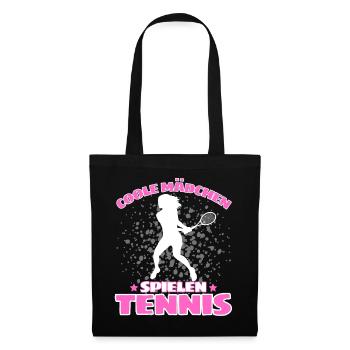 COOLE MÄCHEN SPIELEN TENNIS Lustiges - Stoffbeutel - Schwarz - Vorne