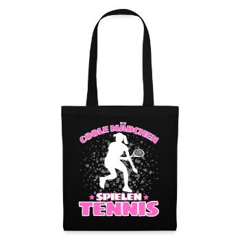 COOLE MÄCHEN SPIELEN TENNIS Lustiges - Stoffbeutel - Schwarz - Vorne