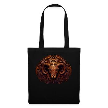 Signe du zodiaque Bélier Ram Astrologie Symbole - Sac en tissu - noir - Devant