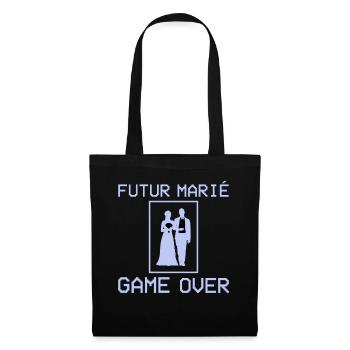 Futur Marié Game Over Enterrement Vie Garçon EVG - Sac en tissu - noir - Devant