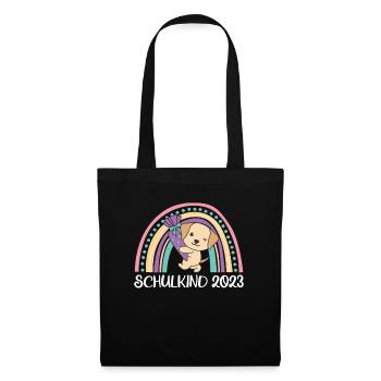 Schulkind 2023 Einschulung Labrador Schule - Stoffbeutel - Schwarz - Vorne