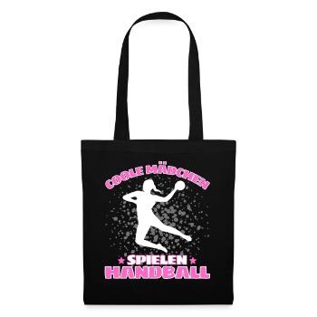 COOLE MÄDCHEN SPIELEN HANDBALL Handballer - Stoffbeutel - Schwarz - Vorne