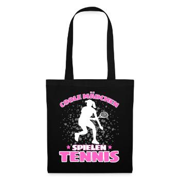 COOLE MÄCHEN SPIELEN TENNIS Lustiges - Stoffbeutel - Schwarz - Vorne