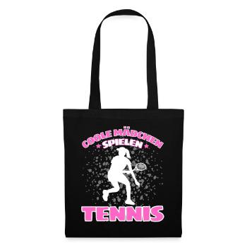 COOLE MÄCHEN SPIELEN TENNIS Lustiges - Stoffbeutel - Schwarz - Vorne