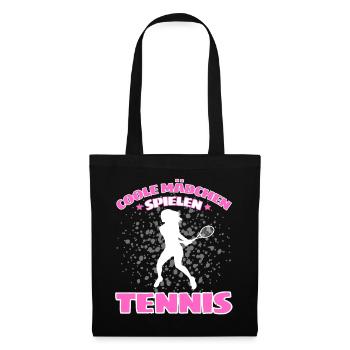 COOLE MÄCHEN SPIELEN TENNIS Lustiges - Stoffbeutel - Schwarz - Vorne