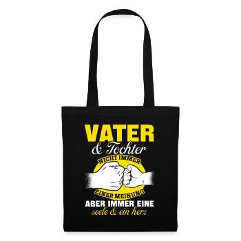 Vater & Tochter - nicht immer einer meinung - Stoffbeutel - Schwarz - Vorne