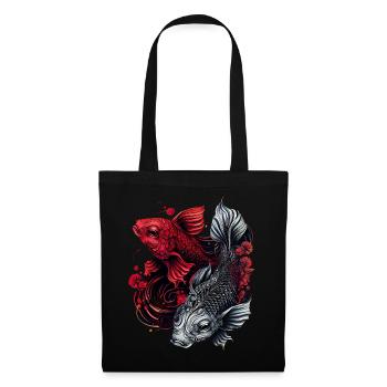 Pisces Koi Fish Zodiac Astrology Sign Japanese Aes - Stoffbeutel - Schwarz - Vorne