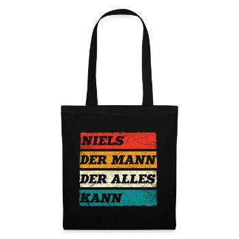 Niels Der Mann Der Alles Kann Vorname Niels - Stoffbeutel - Schwarz - Vorne