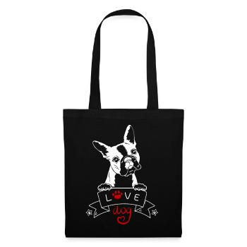 Love Dog Bouledogue - blanc - Sac en tissu - noir - Devant