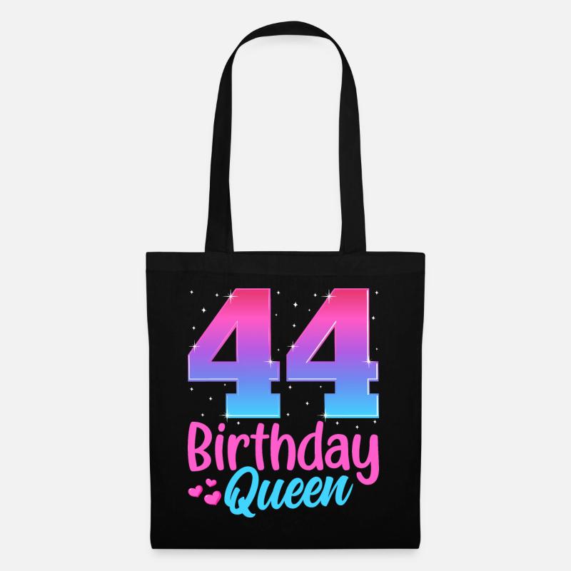 Birthday Queen 44 Geburtstag - Stoffbeutel - Schwarz