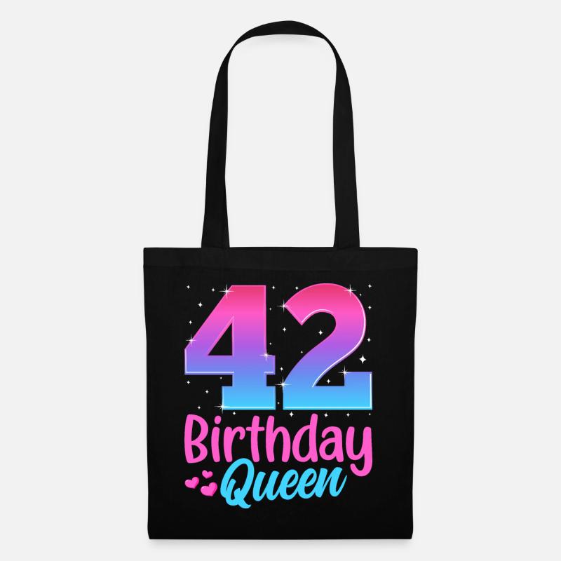 Birthday Queen 42 Geburtstag - Stoffbeutel - Schwarz
