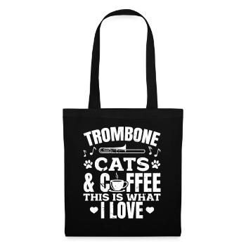 Trombone Cats & Coffee This Is What I Love Cat Lov - Tote Bag - black - Front