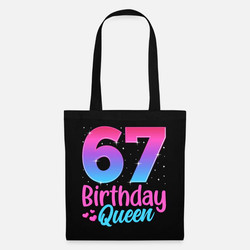 Birthday Queen 67 Geburtstag - Stoffbeutel - Schwarz