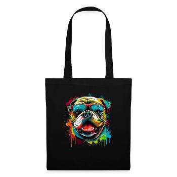 Niedliche Englische Bulldogge - Stoffbeutel - Schwarz - Vorne