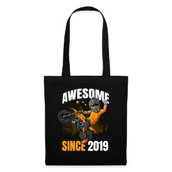 Genial seit 2019 - 4. Geburtstag eines Motocross-Fahrers - Stoffbeutel - Schwarz - Vorne