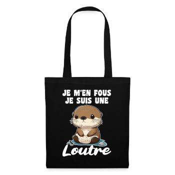 Je m'en fous je suis une loutre - süßer Otter - Stoffbeutel - Schwarz - Vorne