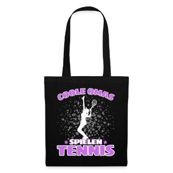 COOLE OMAS SPIELEN TENNIS Lustiges - Stoffbeutel - Schwarz - Vorne