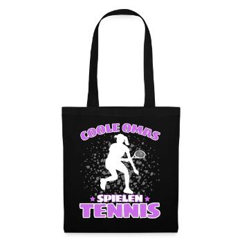 COOLE OMAS SPIELEN TENNIS Lustiges - Stoffbeutel - Schwarz - Vorne