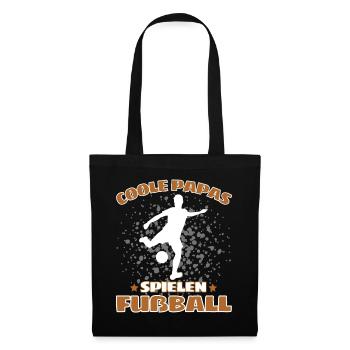 COOLE PAPAS SPIELEN FUßBALL! Papa Fussball Spruch - Stoffbeutel - Schwarz - Vorne