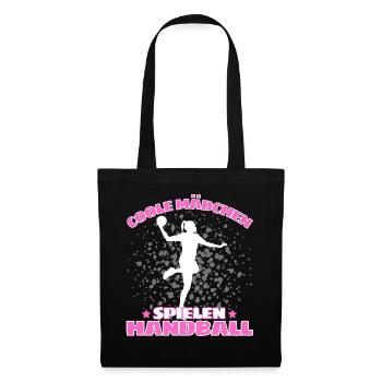 COOLE MÄDCHEN SPIELEN HANDBALL Handballer - Stoffbeutel - Schwarz - Vorne