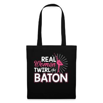 Real Women Twirl The Baton - Baton Twirler - Stoffbeutel - Schwarz - Vorne