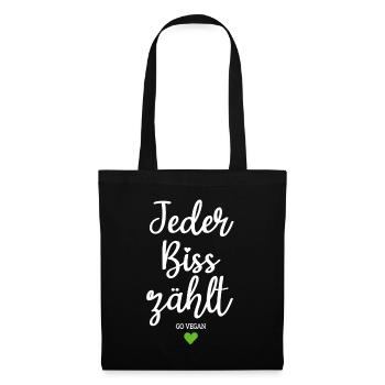 Veganer Jeder Biss Zählt Ich Liebe Tiere Go Vegan - Stoffbeutel - Schwarz - Vorne