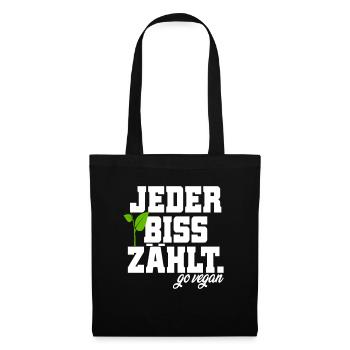 Veganer Jeder Biss Zählt Ich Liebe Tiere Go Vegan - Stoffbeutel - Schwarz - Vorne