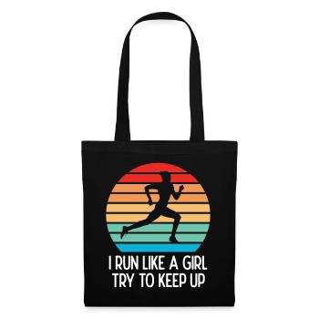 Marathon - Je cours comme une fille. Essayez de suivre. - Sac en tissu - noir - Devant