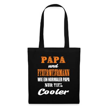 Papa und Feuerwehrmann - Stoffbeutel - Schwarz - Vorne