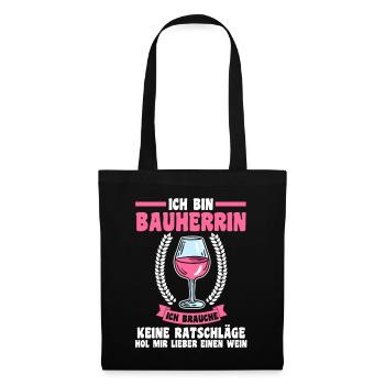 Bier Bauherrin - Stoffbeutel - Schwarz - Vorne