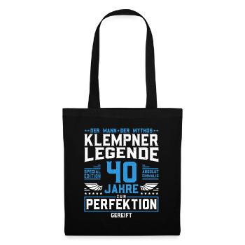 Klempner Legende - 40. Geburtstag Installateur - Stoffbeutel - Schwarz - Vorne