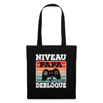 Futur Papa Annonce Grossesse Niveau Papa Débloqué - Sac en tissu - noir - Devant