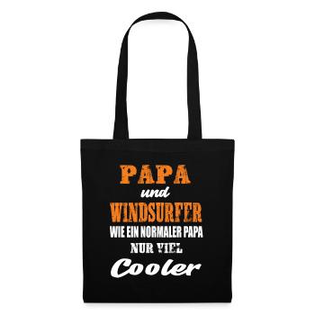 Papa und Windsurfer Windsurfen Wassersport - Stoffbeutel - Schwarz - Vorne