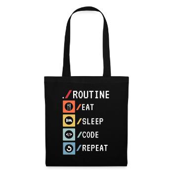 Routine Eat Sleep Code Repeat Developer Coder - Stoffbeutel - Schwarz - Vorne