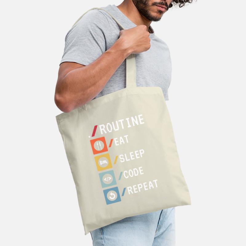 Routine Eat Sleep Code Repeat Developer Coder Stoffbeutel