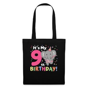 Elephant for 9th birthday children nine years old - Tote Bag - black - Front