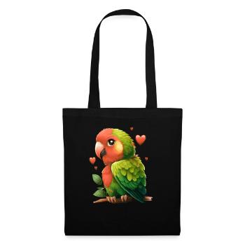 Cute Parrot Green Red Budgie Valentines Day Pet Bi - Tote Bag - black - Front