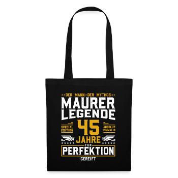 Maurer Legende - 45. Geburtstag Maurer Handwerker - Stoffbeutel - Schwarz - Vorne