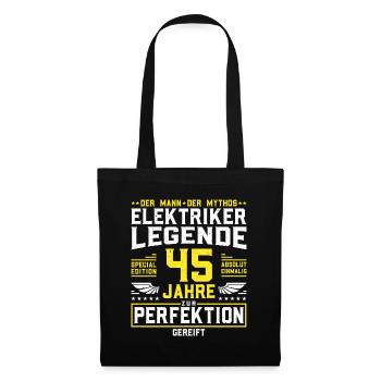 Elektriker 45. Geburtstag Männer 45 Jahre alt - Stoffbeutel - Schwarz - Vorne